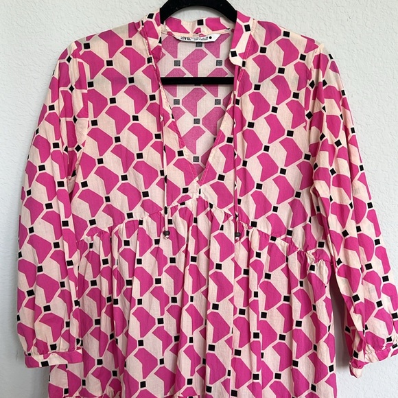 Zara Pink 3/4 Sleeve Shift Dress - Picture 3 of 5